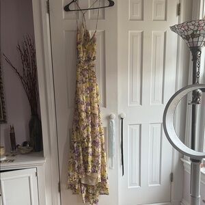 ASTR Vibrant Purple and Yellow Floral Top